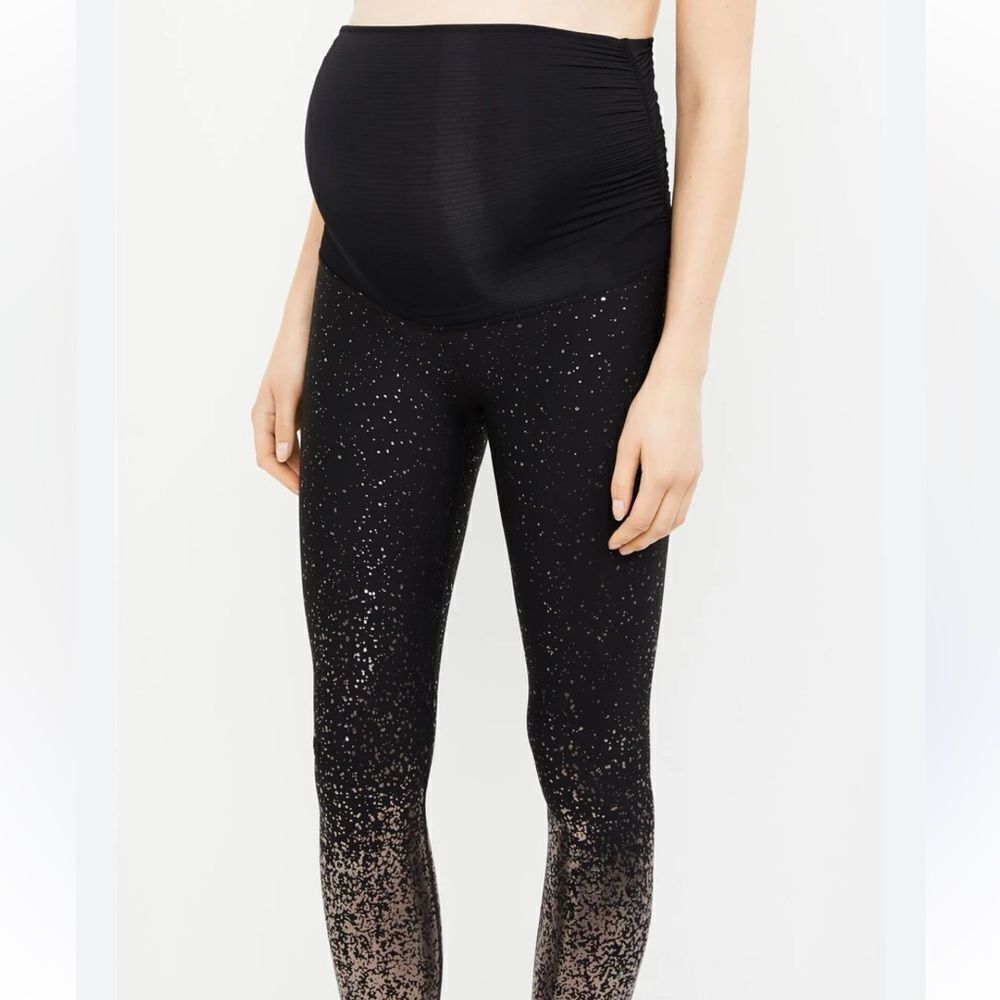 EXCELLENT CONDITION BEYOND THE BUMP SPACE DYE BY BEYOND YOGA SMALL NAVY LEGGINGS